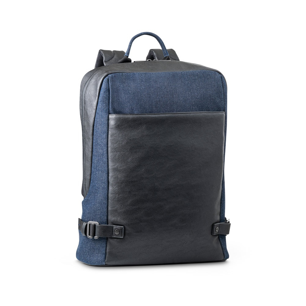 Sac à dos publicitaire ordinateur 15.6" similicuir DIVERGENT Bleu marine